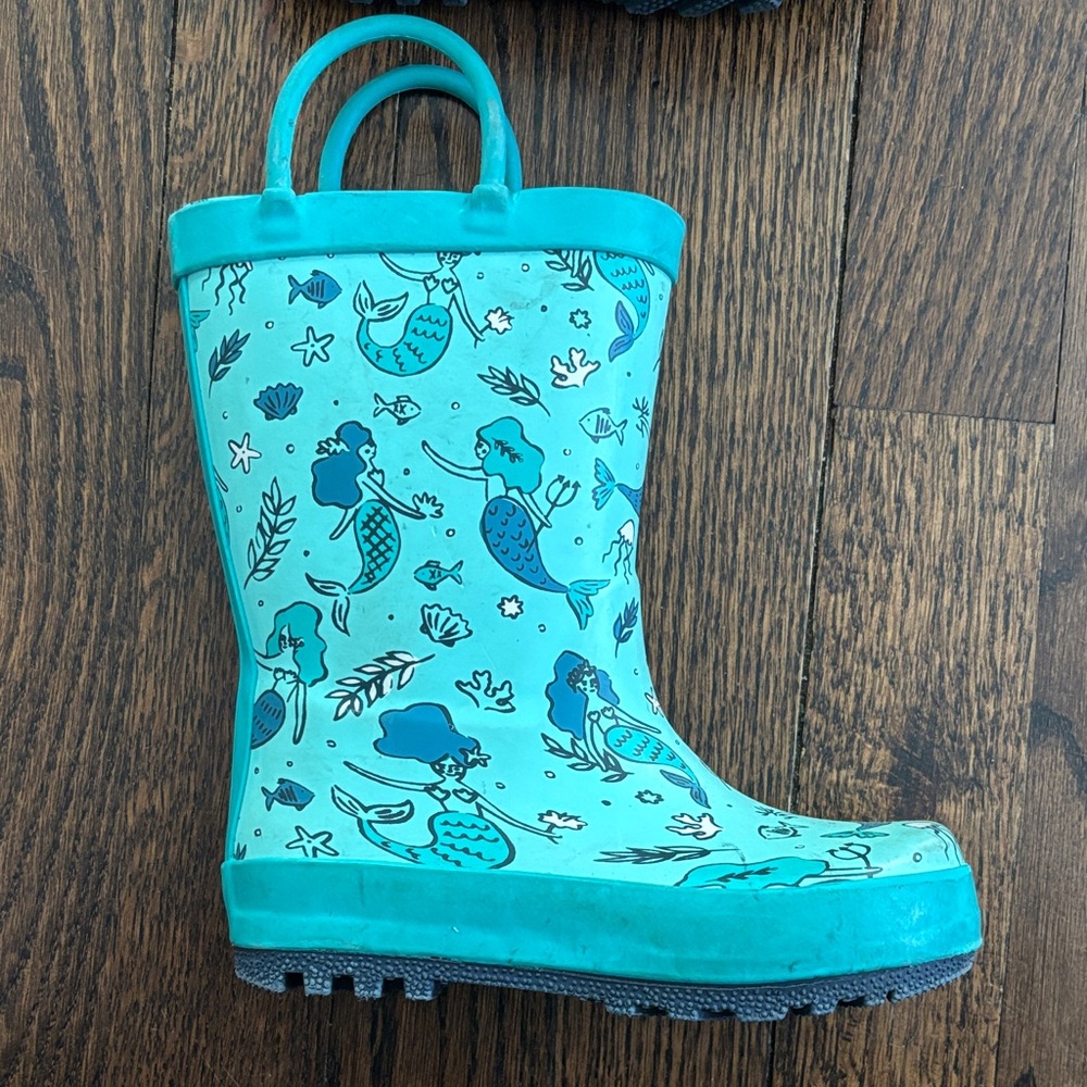 Cat & Jack toddler Aqua mermaid Rain Boots size 8 - Picture 2 of 8